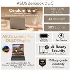 ASUS Zenbook Duo UX8407AA-SNADPWW Copilot+ PC Intel Core Ultra X9 388H Laptop 35.6 cm (14") Touchscreen 3K 32 GB LPDDR5x-SDRAM 1 TB SSD Wi-Fi 7 (802.11be) Windows 11 Home Grey