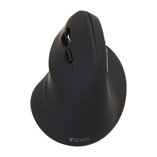 V7 MW400L Left Hand 2.4Ghz Vertical Ergonomic Mouse - Black - Wireless Connectivity - USB Interface