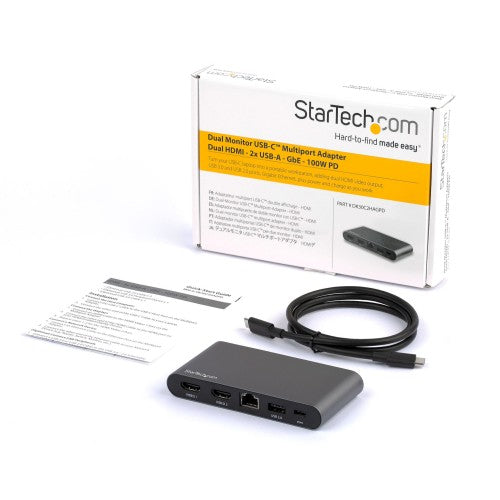 StarTech.com USB C Multiport Adapter, Dual 4K Monitor, USB-C to Dual HDMI Adapter, 2x USB-A Ports, 100W PD 3.0, Gigabit LAN Port - Replaced by 120B-USBC-MULTIPORT