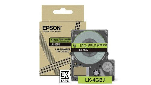 Epson C53S672077/LK-4GBJ DirectLabel-etikettes black on green matt 12mm x 8m for Epson LabelWorks LW-C 410/610