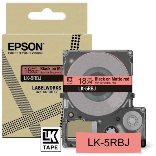 Epson C53S672072/LK-5RBJ DirectLabel-etikettes black on red matt 18mm x 8m for Epson LabelWorks LW-C 410/610