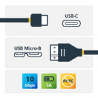 StarTech.com 3ft (1m) USB-C to Micro USB-B Cable, USB 10Gbps, Data Cord, 3A, USB C to Micro-B Data Transfer Cable