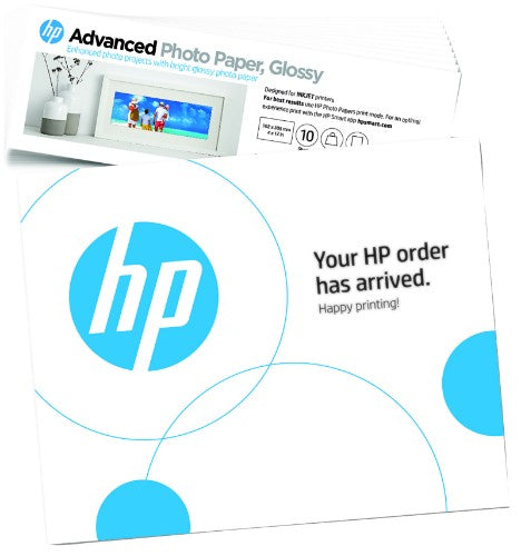 HP Advanced Photo Paper, Glossy, 65 lb, 4 x 12 in. (101 x 305 mm), 10 sheets