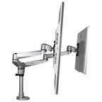 StarTech.com Desk Mount Dual Monitor Arm - Premium Articulating Monitor Arm - up to 27" (17.6lb/8kg) VESA Mount Displays - Height Adjustable Monitor Mount - Rotate/Tilt/Swivel - Clamp/Grommet - Silver - TAA