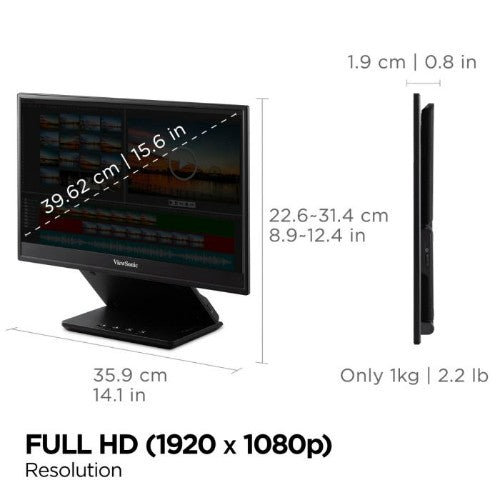 Viewsonic VP Series VP16-OLED computer monitor 40.6 cm (16") 1920 x 1080 pixels Full HD Black