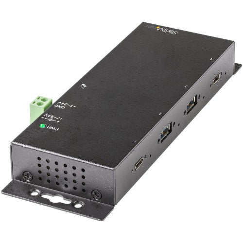 StarTech.com 4 Port USB C Hub 10Gbps - Metal Industrial USB-C Hub - 2x USB-C & 2x USB-A - ESD Surge Protection - USB-C or USB-A Host - Self-Powered Mountable USB 3.2 Gen 2 Type-C Hub - TAA