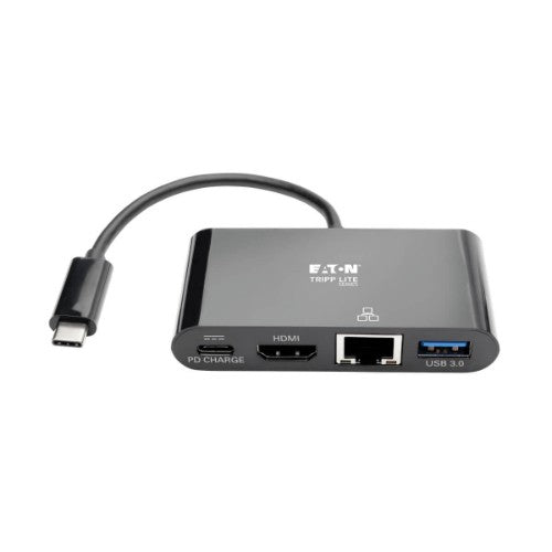 Tripp Lite U444-06N-H4GUBC USB-C Multiport Adapter - 4K HDMI, USB 3.x (5Gbps) Hub Port, GbE, 60W PD Charging, HDCP, Black