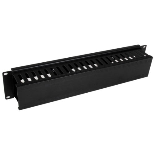 StarTech.com Horizontal 2U Server Rack Cable Management Finger Duct w/ Cover - 19" Network Rack Wire Duct Raceway Panel - Slotted Wire Duct