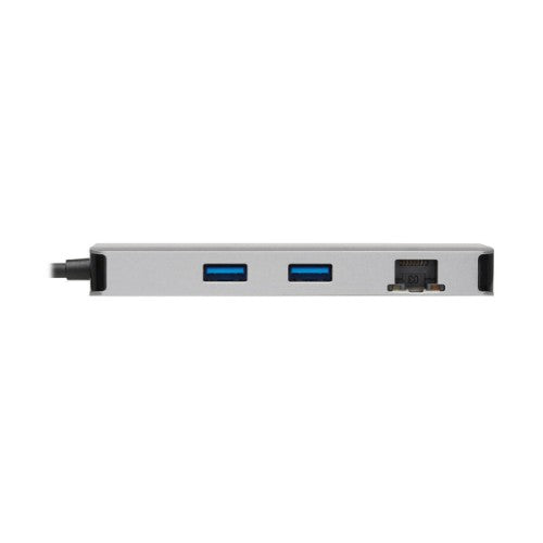 Tripp Lite U442-DOCK8G-GG USB-C Dock, Dual Display - 4K 60 Hz HDMI, USB 3.x (5Gbps) Hub Ports, GbE, Memory Card, 100W PD Charging, Gray