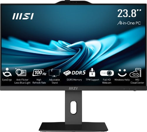 MSI Pro AP242P 14M Intel Core i3 14100 All in One PC, (8GB RAM, 256GB SSD, Windows 11PRO), 23.8 Inch IPS Screen/UHD Graphics/Type-C/USB/LAN/HDMI/DP/WiFi 6E/BT 5.3/VESA