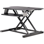 StarTech.com Corner Sit Stand Desk Converter with Keyboard Tray - Large Surface (35" x 21") - Height Adjustable Ergonomic Desktop/Tabletop Standing Workstation - Supports Dual Monitors - TAA