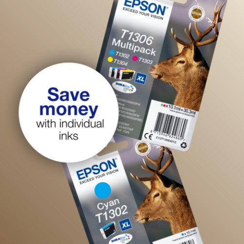Epson C13T13024012/T1302 Ink cartridge cyan XL, 765 pages 10,1ml for Epson Stylus BX 320/SX 525/WF 3500