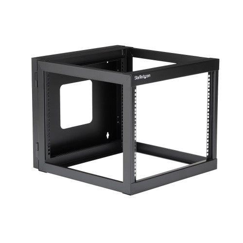 StarTech.com 4-Post 8U Hinged Wall-Mount Network Rack, 19" Open Frame Server Rack with 19.8in Mounting Depth, Wall Mount Swing Out Data Rack for IT / AV / Patch Panel / Computer Equipment