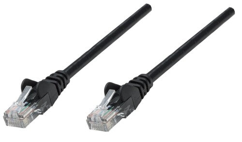 Intellinet Network Patch Cable, Cat6, 0.25m, Black, CCA, U/UTP, PVC, RJ45, Gold Plated Contacts, Snagless, Booted, Lifetime Warranty