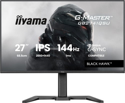iiyama G-MASTER Get ahead with the 27" GB2741QSU Black Hawk monitor with IPS Panel Technology, 1ms MPRT and height adjustabe stand