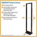Tripp Lite SR2POST 45U SmartRack 2-Post Open Frame Rack, 800 lbs (362.9 kgs) Capacity - Organize and Secure Network Rack Equipment