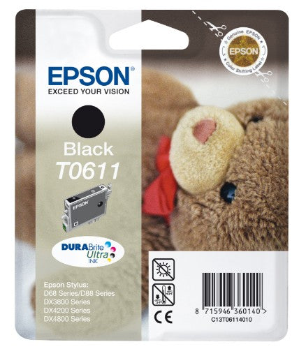 Epson C13T06114010/T0611 Ink cartridge black, 250 pages ISO/IEC 24711 8ml for Epson Stylus D 68