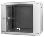 Intellinet 19" Network Cabinet - Wall Mount (Standard), 9U, 450mm Deep, Grey, Assembled, Max 60kg, Suitable also for use on desk or floor, Usable Depth 350mm, Metal & Glass Door, Back Panel, Removeable Sides, Parts for wall install (eg screws/rawl plugs)