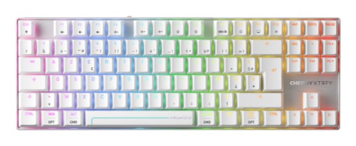 CHERRY MX 8.2 Pro TMR Wireless keyboard Gaming USB + RF Wireless + Bluetooth AZERTY French Silver, White