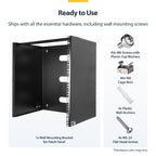 StarTech.com 10U Wall Mount Network Rack - 14" (35.5cm) Deep (Low Profile), 19" Patch Panel Bracket for Shallow Server, IT Equipment, Network Switches - 77lbs/35kg Weight Cap., Black