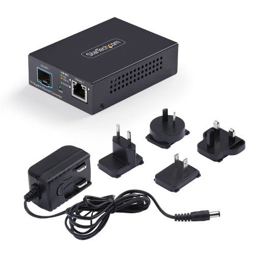 StarTech.com 10GbE Multi-Gigabit Open SFP+ Fiber Media Converter, 10G/5G/2.5G/1G/100M, Copper to 10GBASE-X SFP+, Single-Mode, Multi-Mode, 16K Jumbo Frames, TAA
