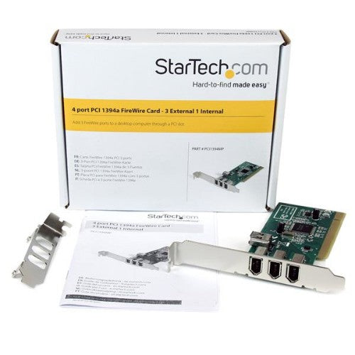 StarTech.com 4 port PCI 1394a FireWire Adapter Card - 3 External 1 Internal - TAA