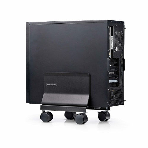 StarTech.com Computer Tower Cart, Rolling Mobile CPU Caddy on Wheels (Casters), Max Load 46.3lb/21kg, Adjustable PC Case Mount, Desktop Floor Stand, Steel Dolly