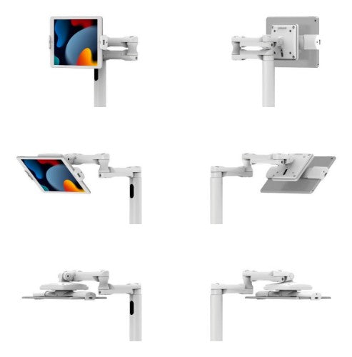 Compulocks Universal Tablet Cling Medical Rolling Cart Extended White