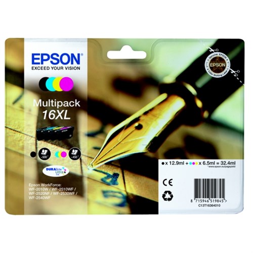 Epson C13T16364511/16XL Ink cartridge multi pack Bk,C,M,Y high-capacity XL for Easymail 12,9ml + 3x 6,5ml  Pack=4 for Epson WF 2010/2660/2750