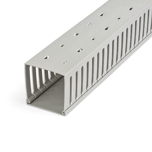 StarTech.com Open Slot Cable Management Raceway with Cover, 3"(75mm)W x 3"(75mm)H - 6.5ft(2m) length - 1/4"(8mm) Slots, PVC Network Cable Hider/Wall Wire Duct, Max 200 Cables, UL Listed