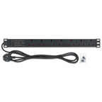 Intellinet 19" 1U PDU 7-way UK, Surge Protection, Rackmount, Power Distribution Unit, UK 3-pin outlets, 3m power cord, output