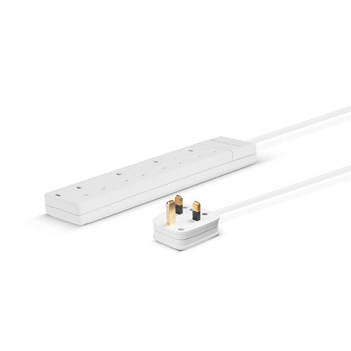 Lindy 2m 4-Way UK Mains Power Extension, White