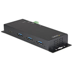 StarTech.com 4-Port USB C Hub 10Gbps - Metal Industrial USB Type-C Hub w/ 3xUSB-A & 1xUSB-C - ESD & Surge Protection - USB-C or USB-A Host - Self-Powered Mountable USB 3.2 Gen 2 Hub - TAA