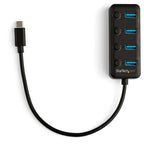 StarTech.com 4 Port Bus Powered USB C Hub with Individual On/Off Switches, USB 3.0 (5Gbps) Expansion Hub, Desktop/Laptop USB-C to USB-A Splitter