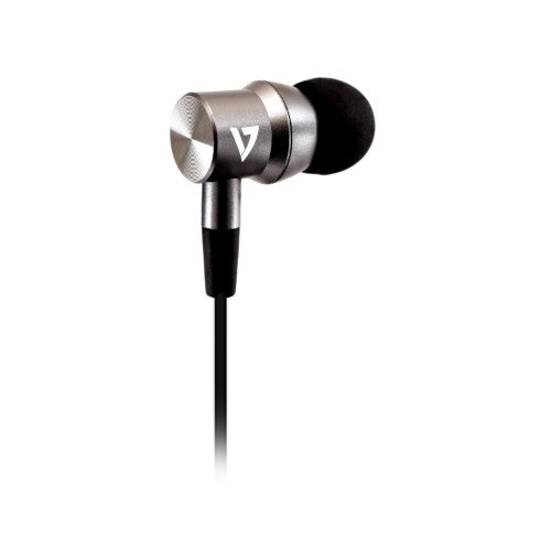V7 3.5 mm Noise Isolating Stereo Earbuds with In-line Mic, iPad, iPhone, Mp3, iPod, iPad, Tablets, Smartphone, Laptop Computer, Chromebook, PC, Aluminum
