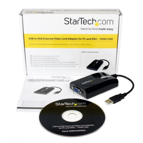 StarTech.com USB to VGA Adapter, External USB Video Graphics Card for PC and MAC, 1920x1200, USB 2.0 Display Adapter - a direct replacement for USB32VGAPRO