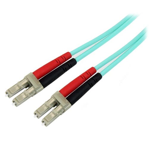 StarTech.com 5m (16.4ft) LC/UPC to LC/UPC OM3 Multimode Fiber Optic Cable, Full Duplex 50/125µm Zipcord Fiber Cable, 100G, Low Insertion Loss, LSZH Fiber Jumper Cord