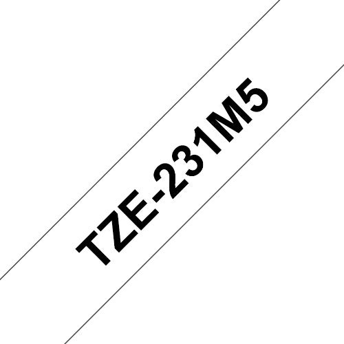 Brother TZE-231M5 DirectLabel black on white Laminat 12mm x 8m Pack=5 for Brother P-Touch TZ 3.5-18mm/6-12mm/6-18mm/6-24mm/6-36mm