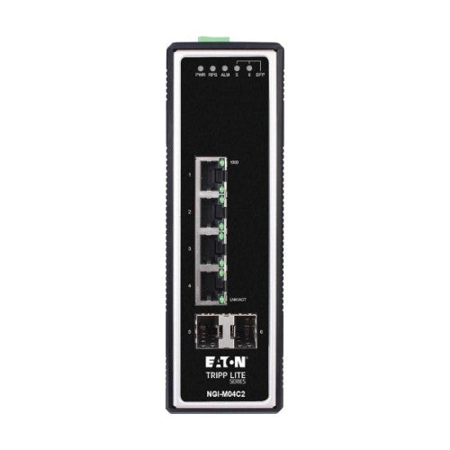 Tripp Lite NGI-M04C2 4-Port Managed Industrial Gigabit Ethernet Switch - 10/100/1000 Mbps, 2 GbE SFP Slots, -40° to 75°C, DIN Mount
