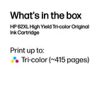 HP C2P07AE/62XL Printhead cartridge color high-capacity, 415 pages ISO/IEC 24711 for HP Envy 5640