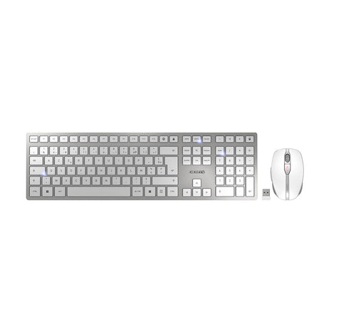 CHERRY DW 9100 SLIM keyboard Mouse included Universal RF Wireless + Bluetooth AZERTY French Silver
