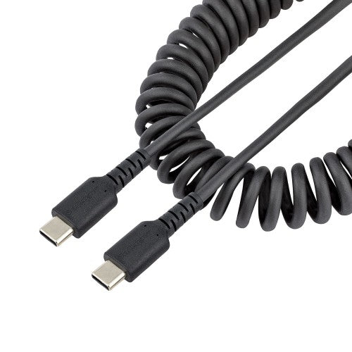StarTech.com 3ft (1m) USB-C Fast Charging Cable, Rugged, Coiled, Charge & Sync, 3A, USB 2.0, TPE Jacket and Aramid Fiber - USB C Charging Cord