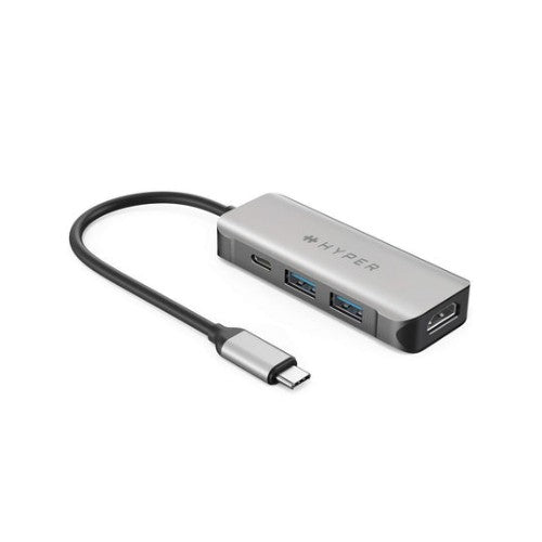 HYPER HD41-GL notebook dock/port replicator USB 2.0 Type-C Black, Grey
