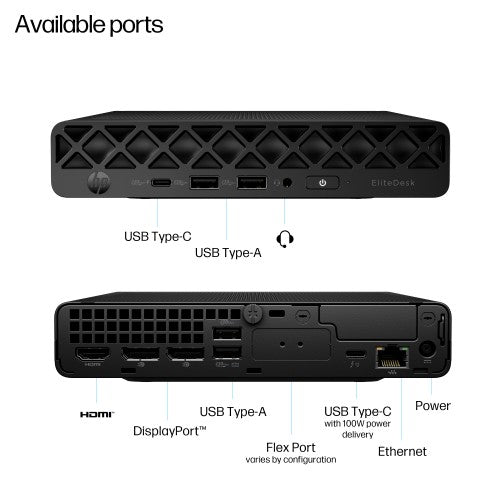 HP EliteDesk 8 Mini G1i Intel Core Ultra 7 265T 32 GB DDR5-SDRAM 1 TB SSD Windows 11 Pro Mini PC AI PC Black