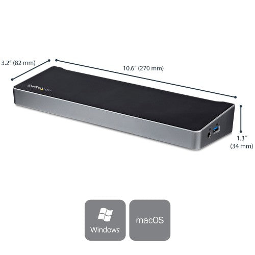 StarTech.com 4K USB-C Dock , Triple UHD 4K Monitor Docking Station, Mac & Windows, USB C to HDMI & DisplayPort, 60W Power Delivery, 5x USB 5Gbps Hub - TAA