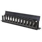 Intellinet 19" Cable Management Panel, 19" Rackmount Cable Manager, 1U, with Cover, Black