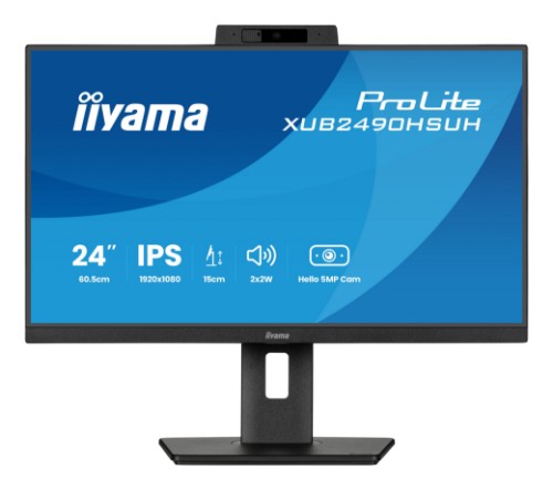 iiyama 24’’ IPS monitor with a built-in Windows Hello camera and microphone