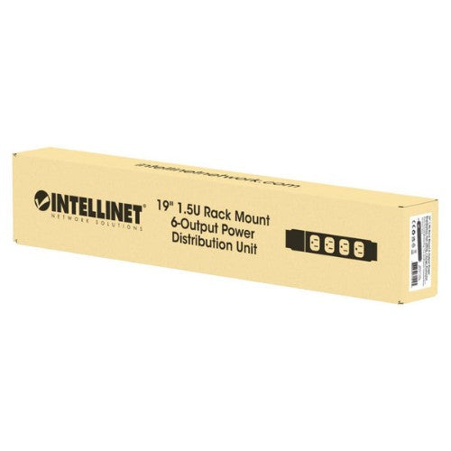 Intellinet 19" 1U PDU 7-way UK, Surge Protection, Rackmount, Power Distribution Unit, UK 3-pin outlets, 3m power cord, output