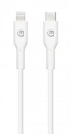 Manhattan USB-C to Lightning Cable, Charge & Sync, 2m, White, For Apple iPhone/iPad/iPod, Male to Male, MFi Certified (Apple approval program), 480 Mbps (USB 2.0), Hi-Speed USB, Lifetime Warranty