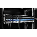 Intellinet 19" 24-Port Shielded Blank Patch Panel, 0.5U, Unloaded 19-inch Rackmount Keystone Panel for High-density Installations, Removable Cable-Management Bar, Black